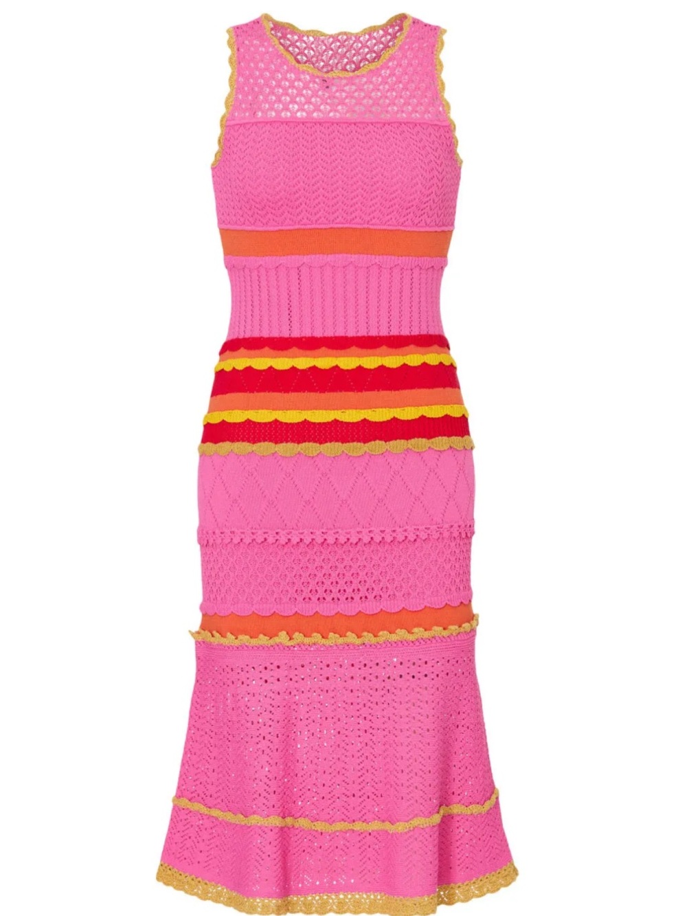 Milly Mixed Pointelle Knit Midi Dress